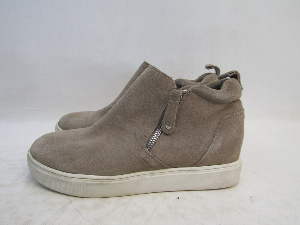 Steve Madden Womens Sz 8 M Brown Suede Hidden Wedge Zip Ankle Boot Bootie
